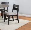 Contemporary 2pc Dining Side Chair Upholstered Seat Ladder Back Dark Frame Gray Fabric Upholstery Dining Room Furniture