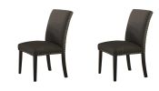 Dining Room Chairs Ash Black Polyfiber Nail heads Parson Style Set of 2 Side Chairs Dining Room Furniture