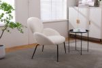 Modern Sherpa Chairs Accent Armchairs for Living Dining Room, Upholstered Chairs with Black Metal Legs, Comfy and Soft Chairs for Bedroom, Cute Vanity