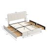 Queen Size Upholstery Platform Bed with Four Drawers on Two Sides, Adjustable Headboard, Beige(Old SKU: WF291774AAA)