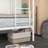 Twin-Over-Twin Bunk Bed with Metal Frame and Ladder, Space-Saving Design,White