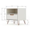 Manhattan Comfort Rockefeller 1.0 Mid-Century- Modern Nightstand with 1-Drawer in Off White