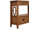 36'' Farmhouse Pine Wood Console Table Entry Sofa Table with 4 Drawers & 1 Storage Shelf for Entryway Living Room Bedroom Hallway Kitchen (Brown)