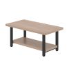 42.13 "double-deck coffee table, particleboard table top+metal table leg material coffee table, can hold items, weighing 200 pounds, brown.