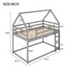 Twin over Twin Low Bunk Bed, House Bed with Ladder , Gray(OLD SKU:WF197808AAE)