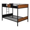 Full-over-full bunk bed modern style steel frame bunk bed with safety rail, built-in ladder for bedroom, dorm, boys, girls, adults(OLD SKU: MF190840AA