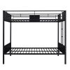 Full-over-full bunk bed modern style steel frame bunk bed with safety rail, built-in ladder for bedroom, dorm, boys, girls, adults(OLD SKU: MF190840AA