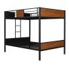 Full-over-full bunk bed modern style steel frame bunk bed with safety rail, built-in ladder for bedroom, dorm, boys, girls, adults(OLD SKU: MF190840AA