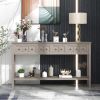 TREXM Rustic Entryway Console Table, 60" Long Sofa Table with two Different Size Drawers and Bottom Shelf for Storage (Gray Wash)