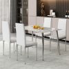 White 4-piece set of PVC leather chairs with electroplated metal legs. Armless high back dining chairs and office chairs. Suitable for restaurants, li