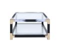 Lafty Coffee Table in White Brushed & Clear Glass