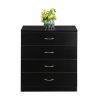 MDF Wood Simple 4-Drawer Dresser Black