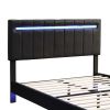 Full Size Floating Bed Frame with LED Lights and USB Charging,Modern Upholstered Platform LED Bed Frame,Black(Full)