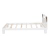 Full Size Platform Bed with Bear Ears Shaped Headboard and LED, Cream White