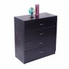 MDF Wood Simple 4-Drawer Dresser Black