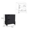 DEPOT E-SHOP Haines Nightstand with 2-Drawers, End Table with Sturdy Base, Black