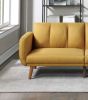 Elegant Modern Sofa Mustard Color Polyfiber 1pc Sofa Convertible Bed Wooden Legs Living Room Lounge Guest Furniture