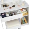 FCH Large Vanity Set with 10 LED Bulbs, Makeup Table with Cushioned Stool, 3 Storage Shelves 1 Drawer 1 Cabinet, Dressing Table Dresser Desk for Women