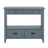 36'' Farmhouse Pine Wood Console Table Entry Sofa Table with 4 Drawers & 1 Storage Shelf for Entryway Living Room Bedroom Hallway Kitchen ( Blue)