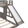 Wooden Twin Over Full Bunk Bed; Loft Bed with Playhouse; Farmhouse; Ladder; Slide and Guardrails; White(OLD SKU :LT000028AAE)