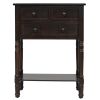 TREXM Narrow Console Table, Slim Sofa Table with Three Storage Drawers and Bottom Shelf for Living Room, Easy Assembly(Espresso)