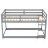 Twin over Twin Floor Bunk Bed with Ladder , Gray(Old SKU:WF281727AAE/WF286602AAE)