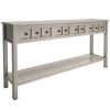 TREXM Rustic Entryway Console Table, 60" Long Sofa Table with two Different Size Drawers and Bottom Shelf for Storage (Gray Wash)