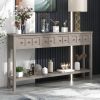 TREXM Rustic Entryway Console Table, 60" Long Sofa Table with two Different Size Drawers and Bottom Shelf for Storage (Gray Wash)