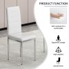 White 4-piece set of PVC leather chairs with electroplated metal legs. Armless high back dining chairs and office chairs. Suitable for restaurants, li