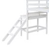 Twin Loft Bed with Platform, ladder,White