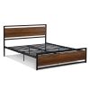 Industrial Platform Full Bed Frame/Mattress Foundation with Rustic Headboard and Footboard, Strong Steel Slat Support, No Box Spring Needed, Noise Fre