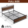 Industrial Platform Full Bed Frame/Mattress Foundation with Rustic Headboard and Footboard, Strong Steel Slat Support, No Box Spring Needed, Noise Fre