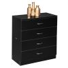 MDF Wood Simple 4-Drawer Dresser Black