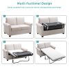 58.3" Pull Out Sofa Bed; Sleeper Sofa Bed with Premium Twin Size Mattress Pad; 2-in-1 Pull Out Couch Bed; Loveseat Sleeper for Living Room; Small Apar