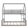 Functional Twin-Over-Full House Bunk Bed, Built-In Ladder, Modern Gray Design