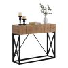 43.31'' Luxury Wood Sofa Table, Industrial Console Table for Entryway, Hallway Tables with Two Drawers for Living Room