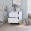 Ralston 2-Drawer Nightstand in White and Macadamia