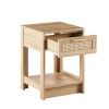 15.75" Rattan End table with drawer, Modern nightstand, side table for living roon, bedroom,natural