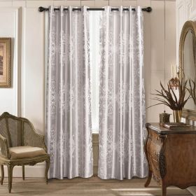 Curtains Damask Jacquard, Grommet, Semi-Blackout, Tall 60x100 inches (Design: Santa Luzia, Product Type: Curtain Panel)