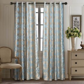 Curtains Damask Jacquard, Grommet, Semi-Blackout, Tall 60x100 inches (Design: Dubai, Product Type: Curtain Panel)