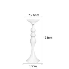 Gold/ Silver/White Metal Candle Holders Flower Vase Candlestick Centerpieces Road Lead Wedding Party Home Table Event Decoration (Ships From: China, Color: medium white)