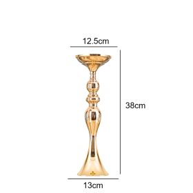 Gold/ Silver/White Metal Candle Holders Flower Vase Candlestick Centerpieces Road Lead Wedding Party Home Table Event Decoration (Ships From: China, Color: medium gold)