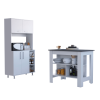 Surrey 2 Piece Kitchen Set, Kitchen Island + Pantry Cabinet , White /Walnut