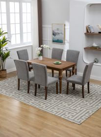 Cotton Linen Dining Chairs Set of 2, Parsons Diner Chairs Upholstered Dining Room Chairs with High Back Padded Dining Chairs with Solid Wood Legs for (Material: Cotton linen, Color: Grey)