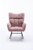 Rocking Chair, Soft Teddy Velvet Fabric Rocking Chair for Nursery, Comfy Wingback Glider Rocker with Safe Solid Wood Base for Living Room Bedroom Balc