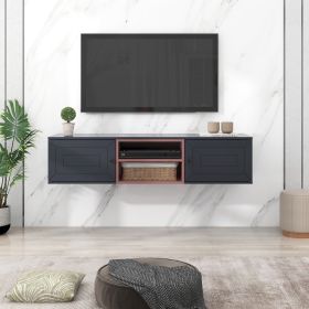 Wall Mounted 65" Floating TV Stand with Large Storage Space, 3 Levels Adjustable shelves, Magnetic Cabinet Door, Cable Management (Color: as Pic)