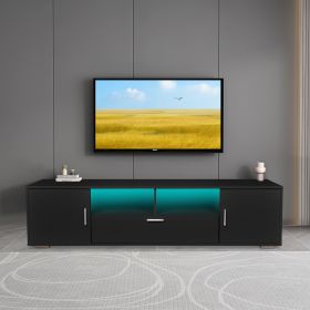 Modern TV stand with LED Lights Entertainment Center TV cabinet with Storage for Up to 75 inch for Gaming Living Room Bedroom (Color: as Pic)