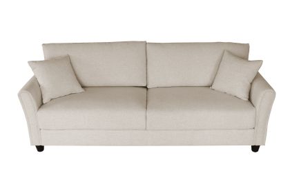 Leisure Loveseat Furniture with Hardwood Frame; Mid-Century Upholstered Couch for Living Room (Color: Beige)