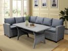 Patio Outdoor Furniture PE Rattan Wicker Conversation Set All-Weather Sectional Sofa Set with Table & Soft Cushions