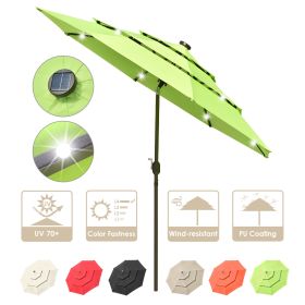 9Ft 3-Tiers 24LEDS Patio Umbrella Fruit Green (Warehouse: LA01)